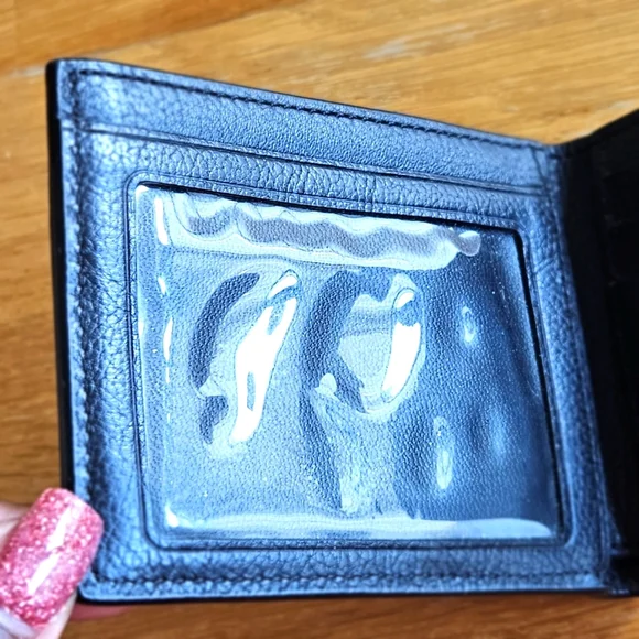 COACH Billfold ID Calf Leather Wallet - Black - Picture 3 of 14